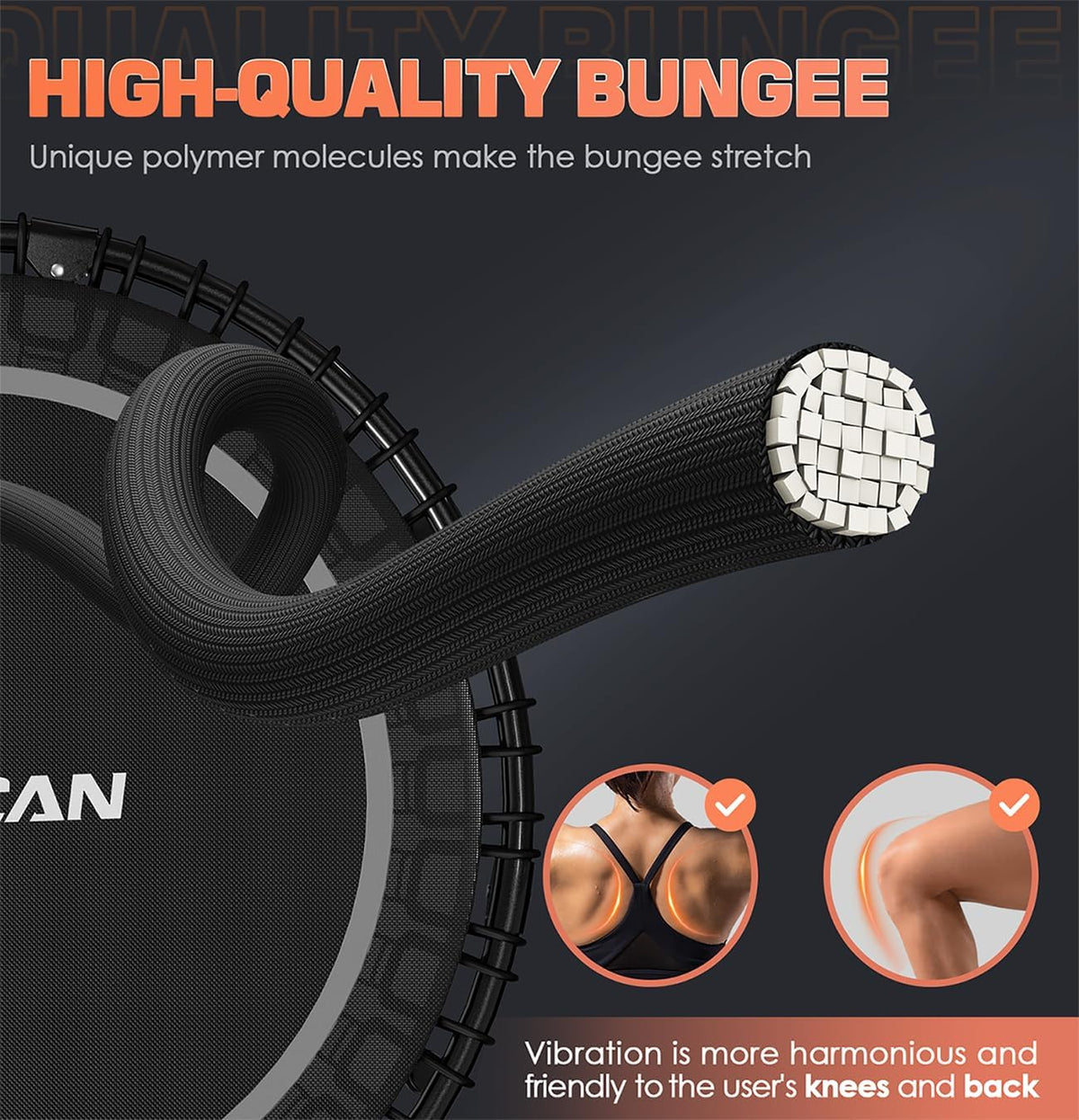 BCAN Foldable Fitness Trampoline 40in/48in, 450/550 LBS Capacity