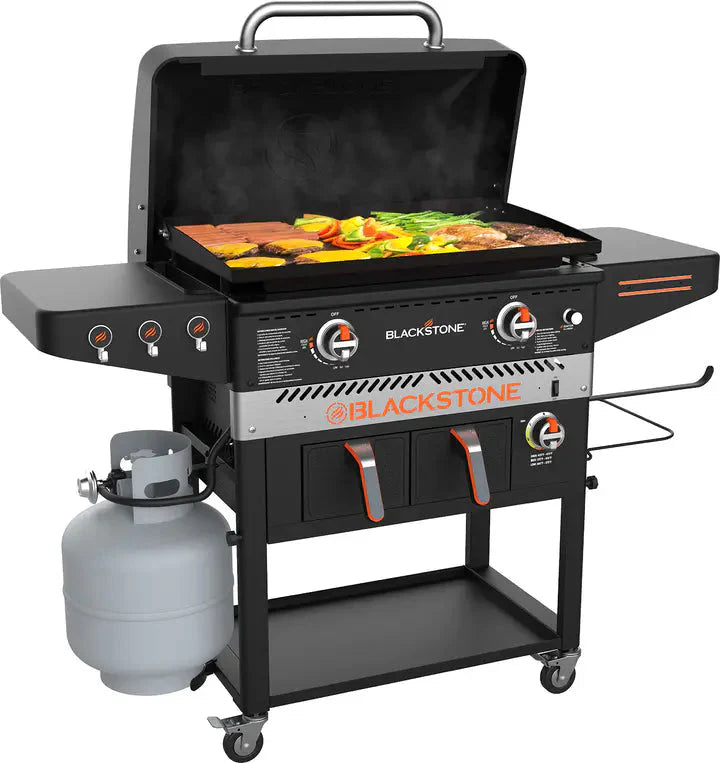 Blackstone Outdoor Griddle Station With Air Fryer Combo, Two Burners, Stainless Steel, 28 inch, Black - 1962