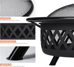SUNCREAT 42-Inch Wood Burning Patio Fire Pit, Black, 42.1 Inch Diameter x 25.2 Inch High
