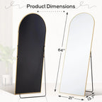 Full-Length Arched Floor Mirror, 64in H x 21in W, Aluminum Alloy Frame
