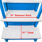 Non-Slip Pool Entry Steps, Grey Aluminum, 122-137 cm Installation Height, 136 kg Max Load