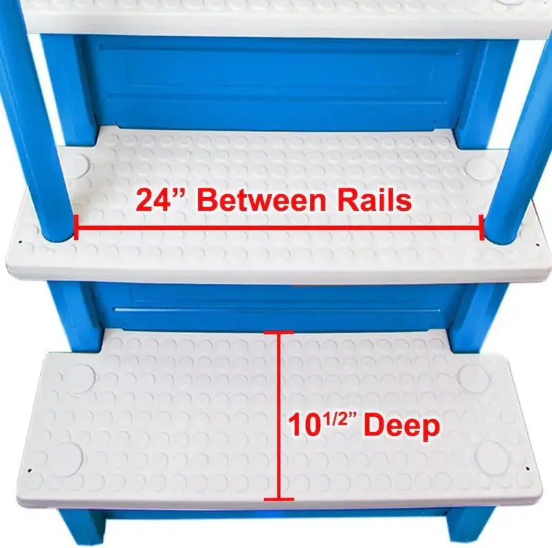 Non-Slip Pool Entry Steps, Grey Aluminum, 122-137 cm Installation Height, 136 kg Max Load