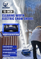 Wild Badger Power 40V Cordless Snow Shovel, 12in Brushless, 20 FT Throw, 8in Depth, 4.0Ah Battery And Fast Charger Included