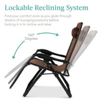 Best Choice Products Oversized Zero Gravity Folding Recliner With Removable Cushion And Side Tray - Fossil Gray