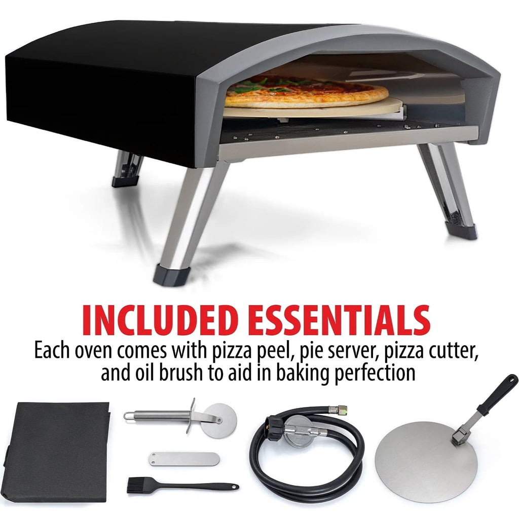 Deco Chef Outdoor Portable Gas Pizza Oven With 13in Rotating Baking Stone, Black - DGPRPO30
