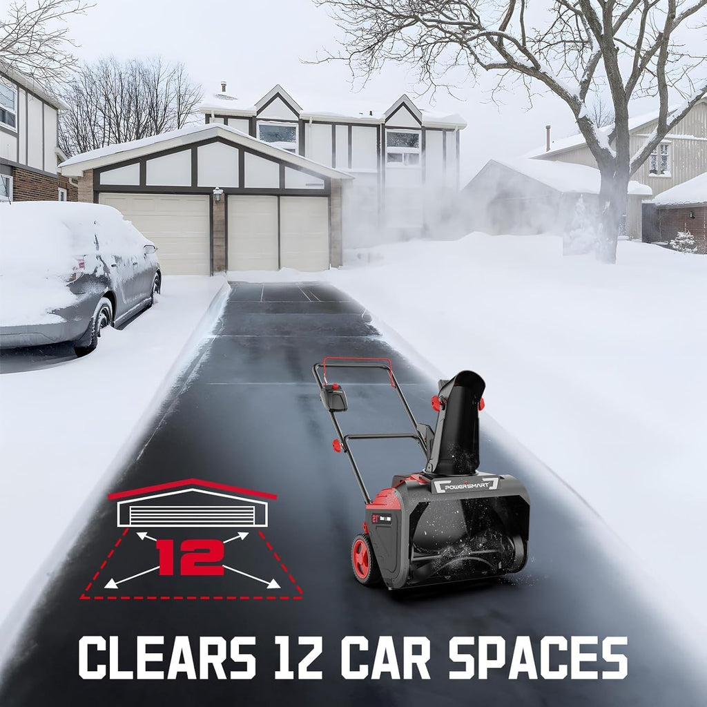 PowerSmart 40V Cordless Snow Blower 21in Cleaning Width / 6in Cleaning Depth - LED Light