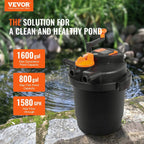 Bio Pressure Pond Filter With 13W UV-C Light, 1580 GPH, Up To 1600 Gallons