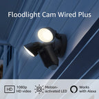 Ring Floodlight Cam Wired Plus Security Camera With Motion-Activated 1080p HD Video, Black - 2021 Release