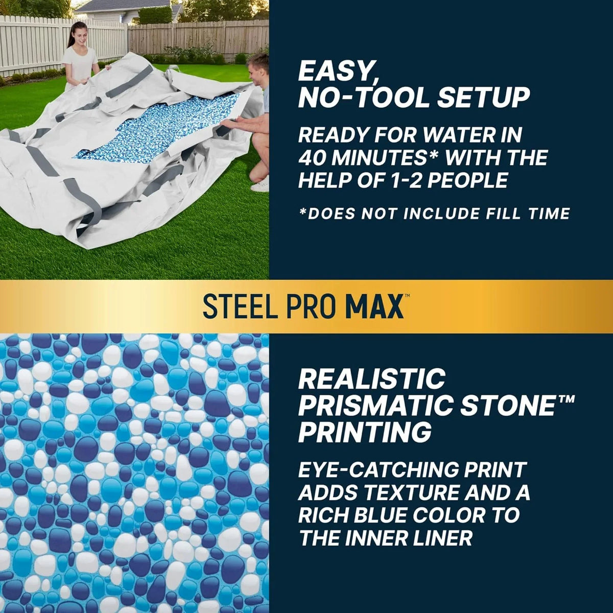 Steel Pro MAX 14 Foot x 48 Inch Round Steel Frame Above Ground Pool Set With 1,000 Filter Pump, Ladder And Cover - Gray