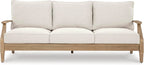 Signature Design by Ashley Clare View Outdoor Patio Eucalyptus Sofa With Cushions, Beige