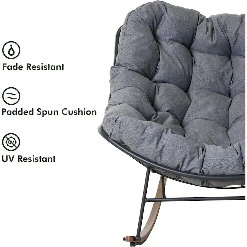 Indoor Outdoor Egg Freestyle Patio Rocking Chair With Cushion