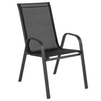 Emma + Oliver Outdoor Stack Chairs, Gray, 4 Pack, 21.25in W x 29in D x 36in H