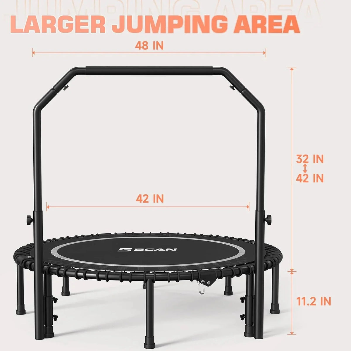 BCAN Foldable Fitness Trampoline 40in/48in, 450/550 LBS Capacity