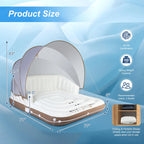 Costway Canopy Inflatable Pool Float Lounge, 71'' x 71'' x 63'' - White Brown Silver