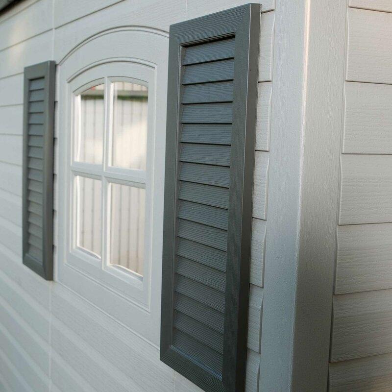 Lifetime Side Entry Plastic Storage Shed 15 ft W x 8 ft D Gray/Beige - 6446