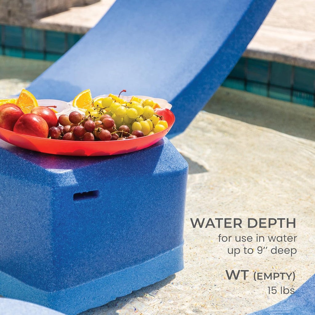 Aqua Outdoors Small Side Table For Pool Sun Shelves And Patio Surfaces, White Granite - Shallow Shelves Up To 10 in