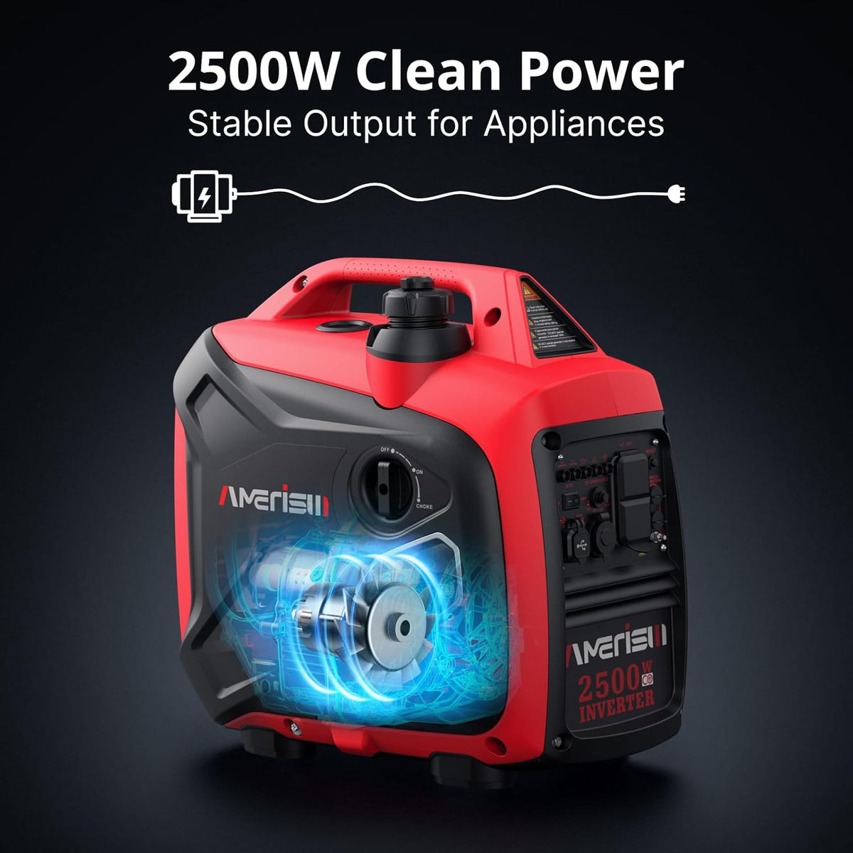 2500-Watt Gas Powered Portable Inverter Generator With CO Sensor