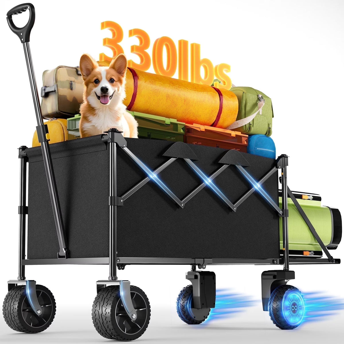 KEESTP Electric Utility Wagon, 300W, 330 Pounds, 6.5 Inch All-Terrain Wheels