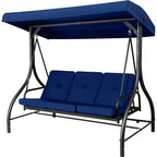 Arlopu 3-Person Outdoor Convertible Porch Swing Glider With Canopy