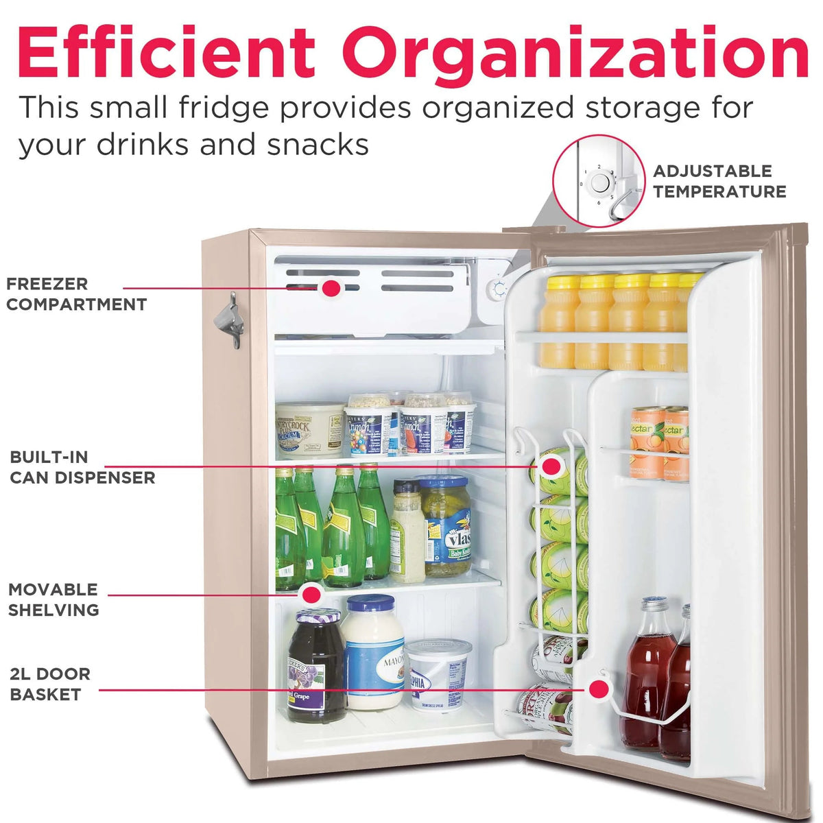 Frigidaire Retro Bar Fridge, 3.2 Cu. Ft., Pink, 65-Watt - EFR376-C-PINK