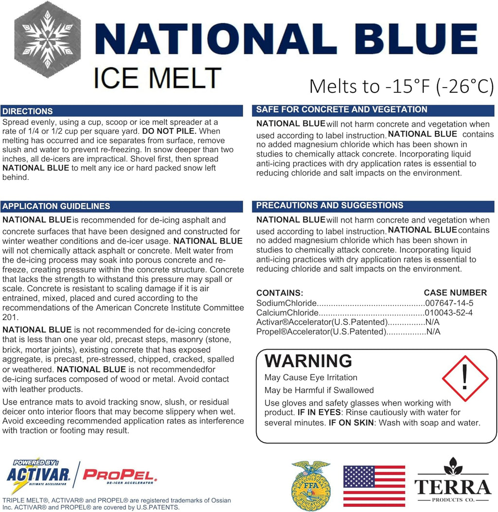 National Blue Ice Melt And Snow Salt 50lb Bucket