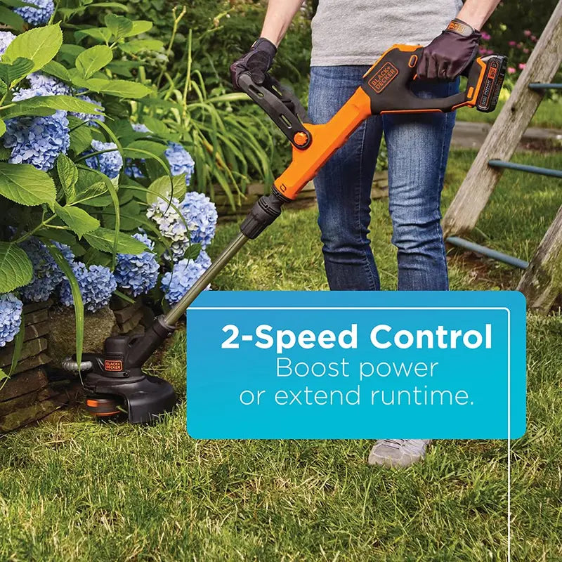 BLACK+DECKER 20V Max Cordless Trimmer/Edger With Easy Feed, 12-Inch, 2 Batteries - LSTE520