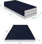 Best Choice Products Queen-Size 4in Tri-Fold Foam Mattress With Carry Case - Grey