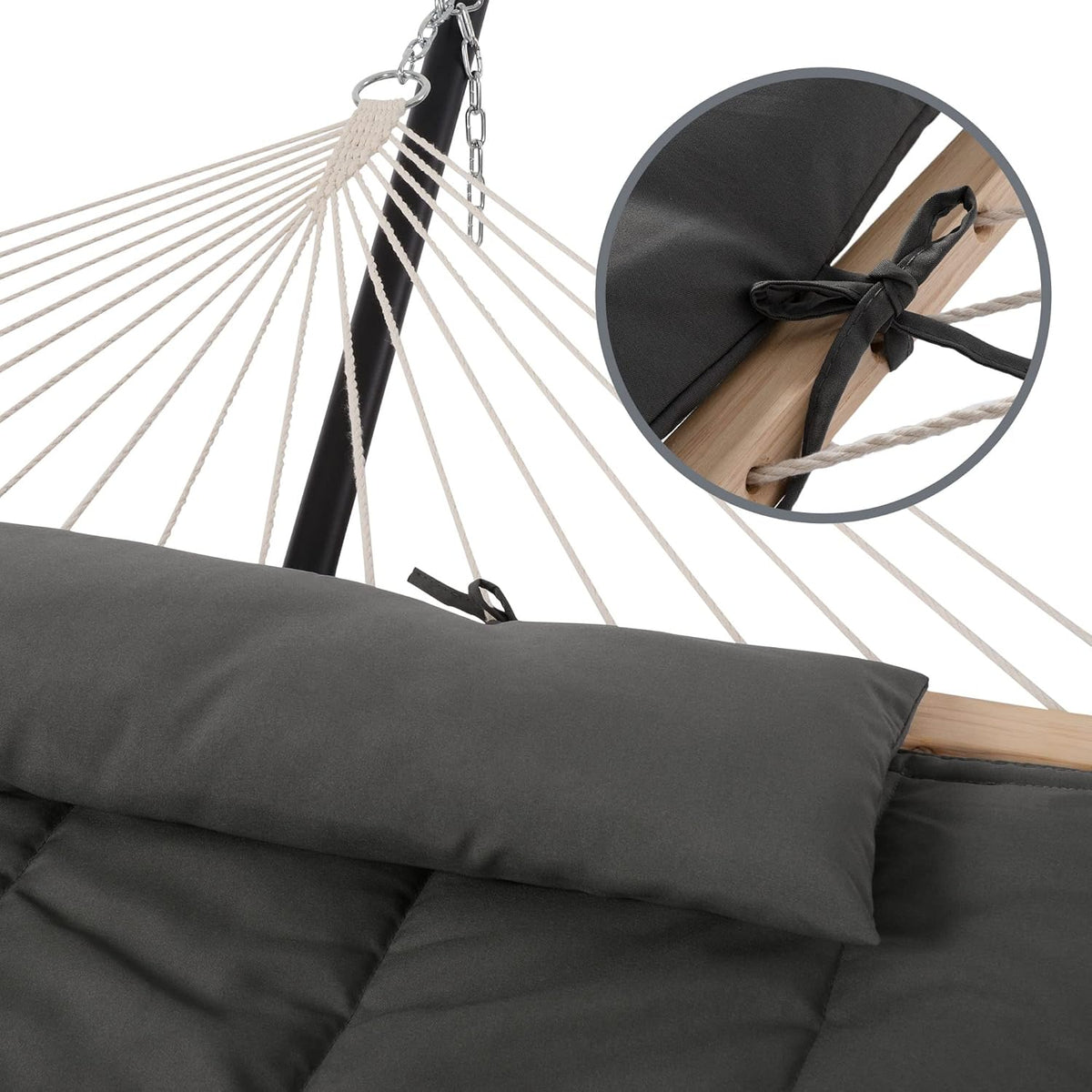 SUNCREAT Rope Hammock With Stand And Rain Cover - 12 ft