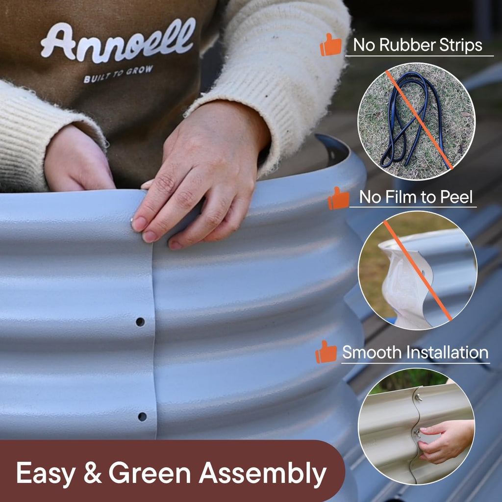 2-Pack Galvanized Raised Garden Bed Planter Boxes 6x2x1.5 ft, 17 Tall - Moss Green