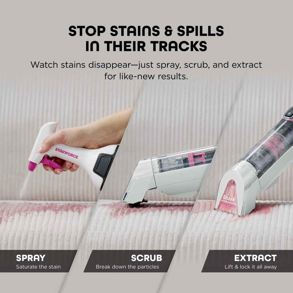 Shark Cordless Portable Spot, Stain, And Odor Remover System With Storage Caddy And Full-Size Cleaning Solution, White - HX100