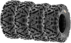 ATV UTV All-Terrain Replacement Tires Set Of 4, 25x8-12 Front And 25x10-12 Rear