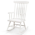 Costway Rubber Wood Rocking Chair, White, 22 x 32 x 44 in, 300 lbs