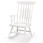 Costway Rubber Wood Rocking Chair, White, 22 x 32 x 44 in, 300 lbs