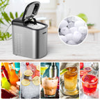 Galanz Portable Countertop Ice Maker, 26 lbs in 24 Hours, 9 Bullet Cubes in 9 Minutes, 2 Ice Sizes, 2.1 L, Retro Red