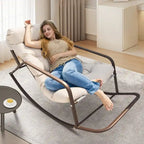 Oversized Outdoor Rocking Lounge Chair With Water-Resistant Cushions, 450 lbs Capacity
