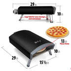 Deco Chef Outdoor Portable Gas Pizza Oven With 13in Rotating Baking Stone, Black - DGPRPO30