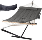 SUNCREAT Rope Hammock With Stand And Rain Cover - 12 ft