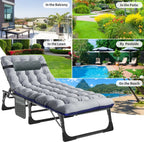 Slsy 5-Position Adjustable Folding Lounge Chair And Cot - 75.2" x 25.6" x 11.8"