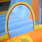 Outsunny 5-in-1 Inflatable Water Slide Bounce House, Orange Blue Yellow, 450W Air Blower