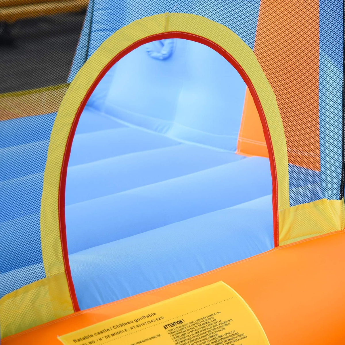 Outsunny 5-in-1 Inflatable Water Slide Bounce House, Orange Blue Yellow, 450W Air Blower