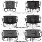JUMPZYLLA Outdoor Trampoline With Enclosure, 8FT, Black & Blue - 14FT