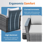 Wisteria Lane 4-Piece Wicker Patio Conversation Set With Cushions And Glass Table - Ash Gray