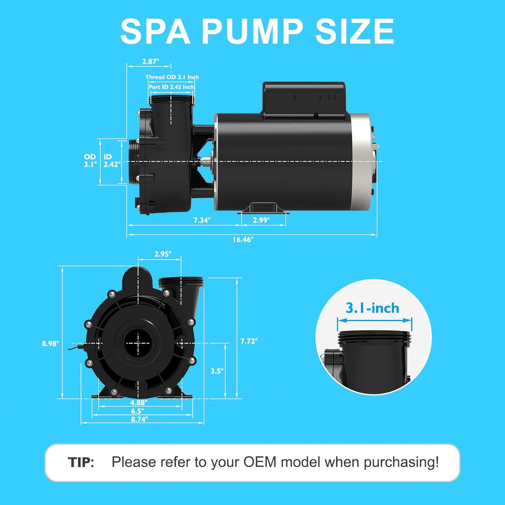 LINGXIAO Spa Pump 4 HP 2 Speed 220-240V 2 in Port 56 Frame - 56WUA400-II