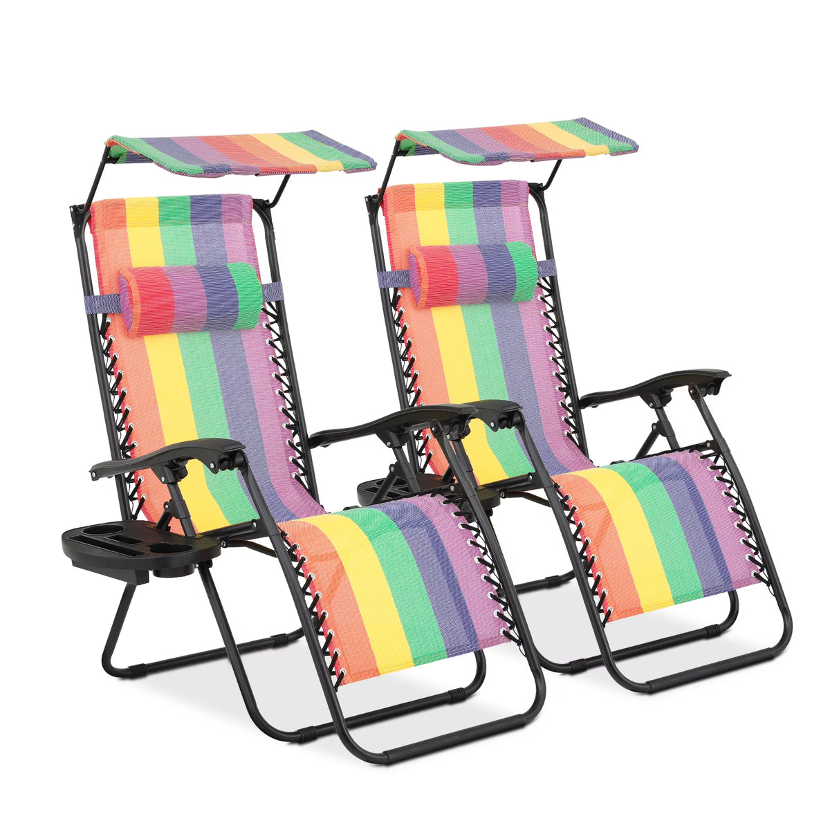MoNiBloom Zero Gravity Reclining Chairs Set Of 2 With Canopy Shade And Headrest, Black - 330 lbs