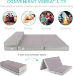 Best Choice Products Queen-Size 4in Tri-Fold Foam Mattress With Carry Case - Grey