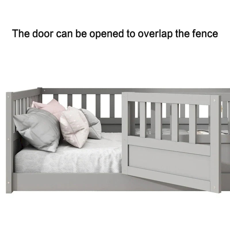 Montessori Children's Floor Bed With Support Slat, Twin / Full, Pine And Plywood