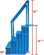 Non-Slip Pool Entry Steps, Grey Aluminum, 122-137 cm Installation Height, 136 kg Max Load
