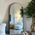 Arched Full-Length Wood Floor Mirror, Black Or Gold, 65x22/71x24/71x28/71x32