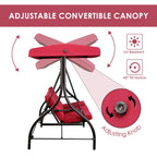 Arlopu 3-Person Outdoor Convertible Porch Swing Glider With Canopy