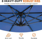 Sweetcrispy 9.8FT Offset Patio Umbrella With Easy Tilt Adjustment, 8 Ribs, Blue